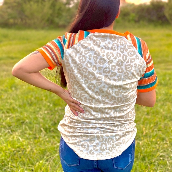 Striped Leopard Aztec Pumpkin Shirt - Picture 3 of 5